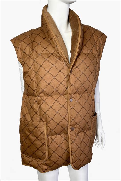 celine puffer coat|Celine leather harness vest.